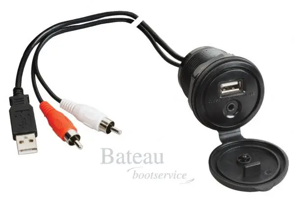 Superprijs USB / Aux-in aansluiting incl. 3 m kabels (huiddoorvoer)