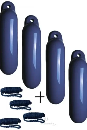 Betrouwbaar voordeel set 4 fenders 21 x 62 cm met lijn navy blauw