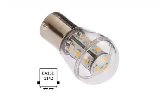 Nautic Led Ba15D dubbel 10-35VDC 1.6W/15W WW Betaalbaar