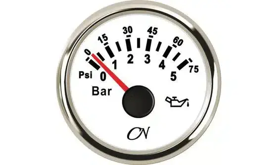 Populair Oliedrukmeter 0-5B wit/chroom