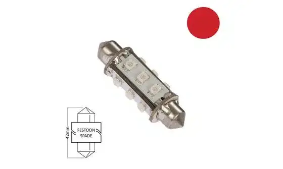 Nautic Led Festoon 42 10-30VDC 1.2W/10W red Direct Verzonden