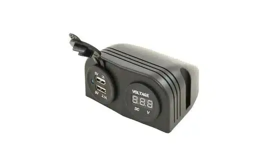 Haba dubbele USB charger met Voltmeter 12volt opbouw Exclusieve Aanbieding