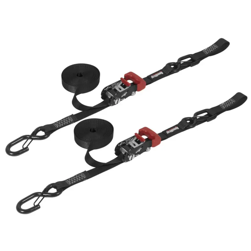 Beperkte Voorraad Speedstrap 25 mm Ratchet Tie-down, s-haken en lus, 450 cm, zwart, 2 st.