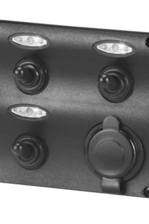 Schakelpaneel met 12 VOLT plug - 3 schakelaars Populair