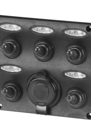 Schakelpaneel met 12 VOLT plug - 5 schakelaars Premium